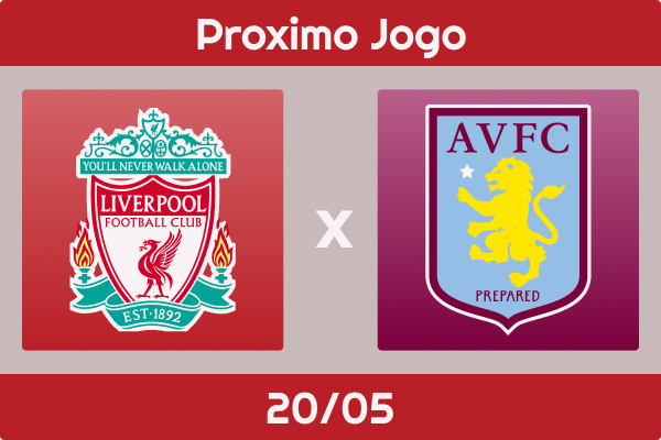 Próxima partida do Liverpool, conta o Aston Villa